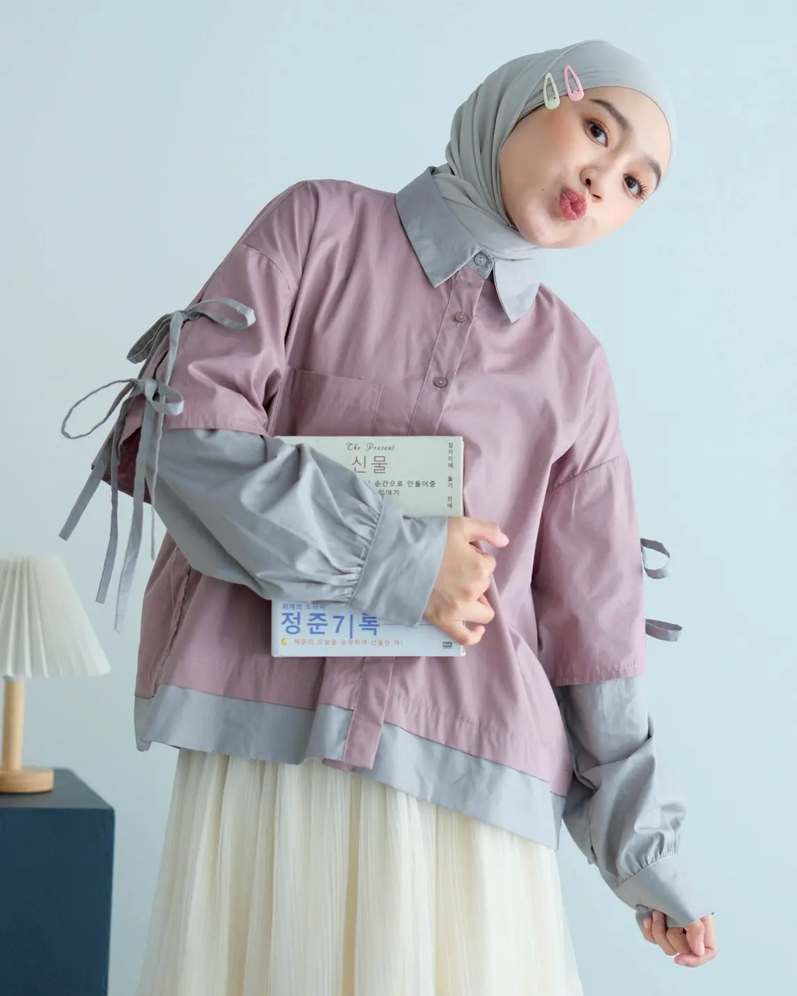 Jinju Shirt Kode 20289 Mauve-Grey