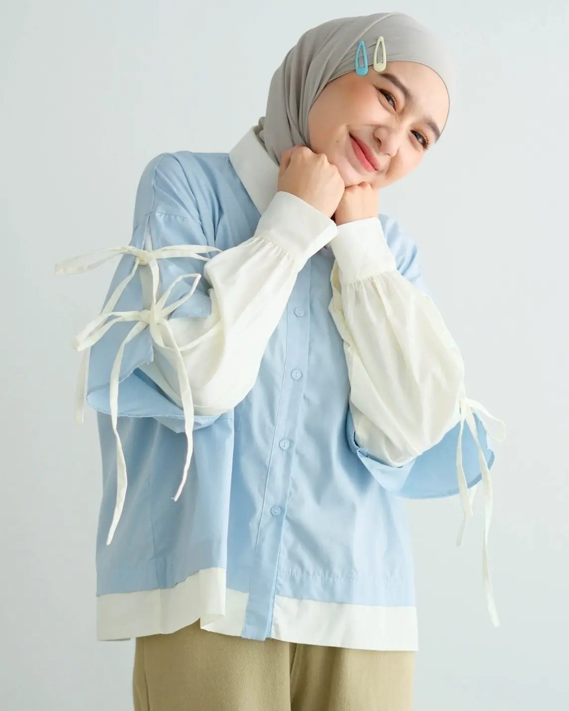 Jinju Shirt Kode 20289 Blue-Broken White - Image 3