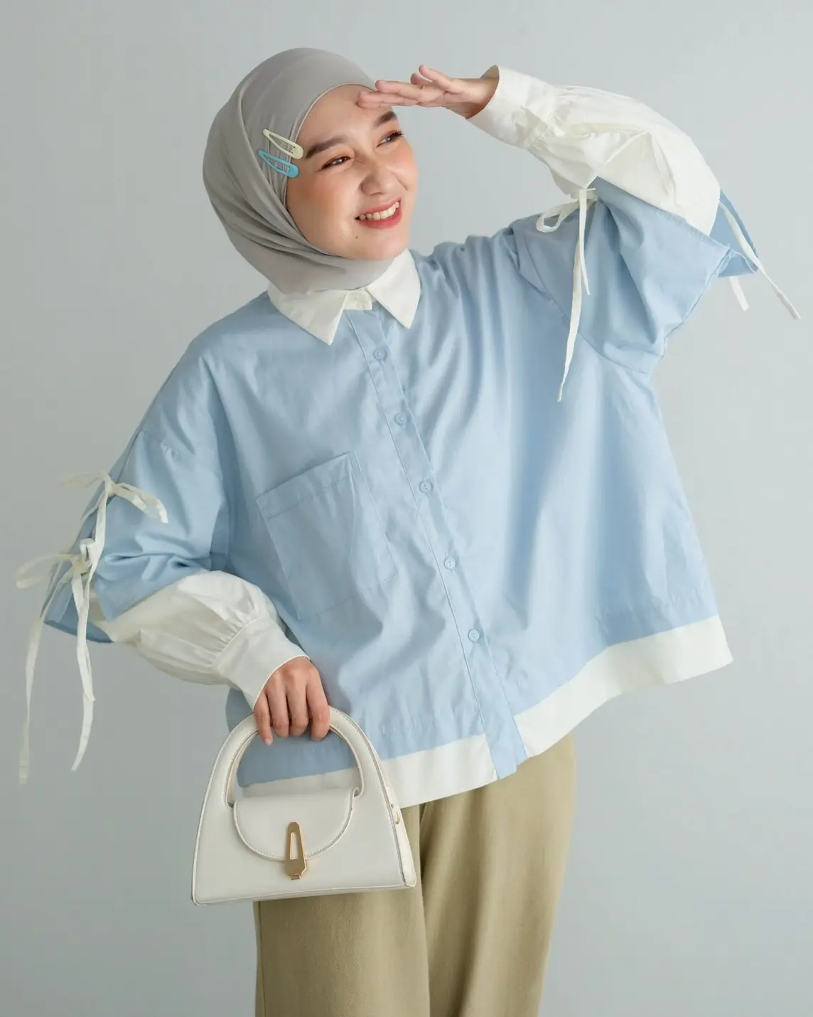 Jinju Shirt Kode 20289 Blue-Broken White
