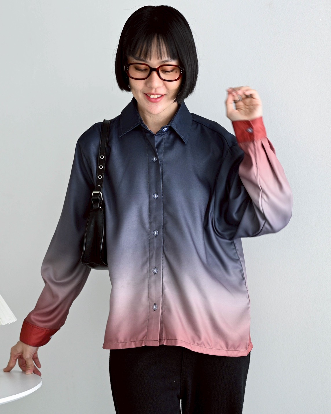 Gradient Shirt Black-Teracotta