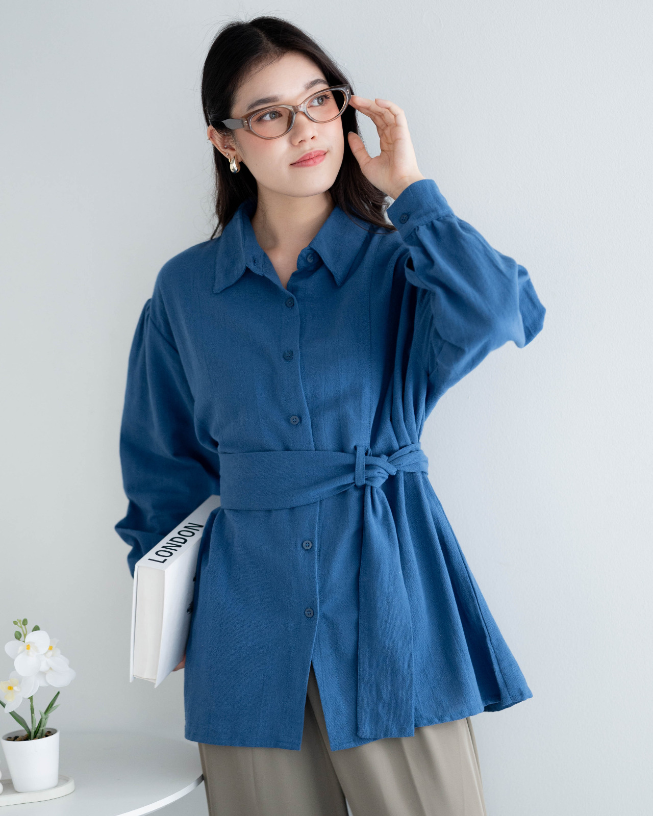 Shannon Shirt Kode Rb011 Steal Blue