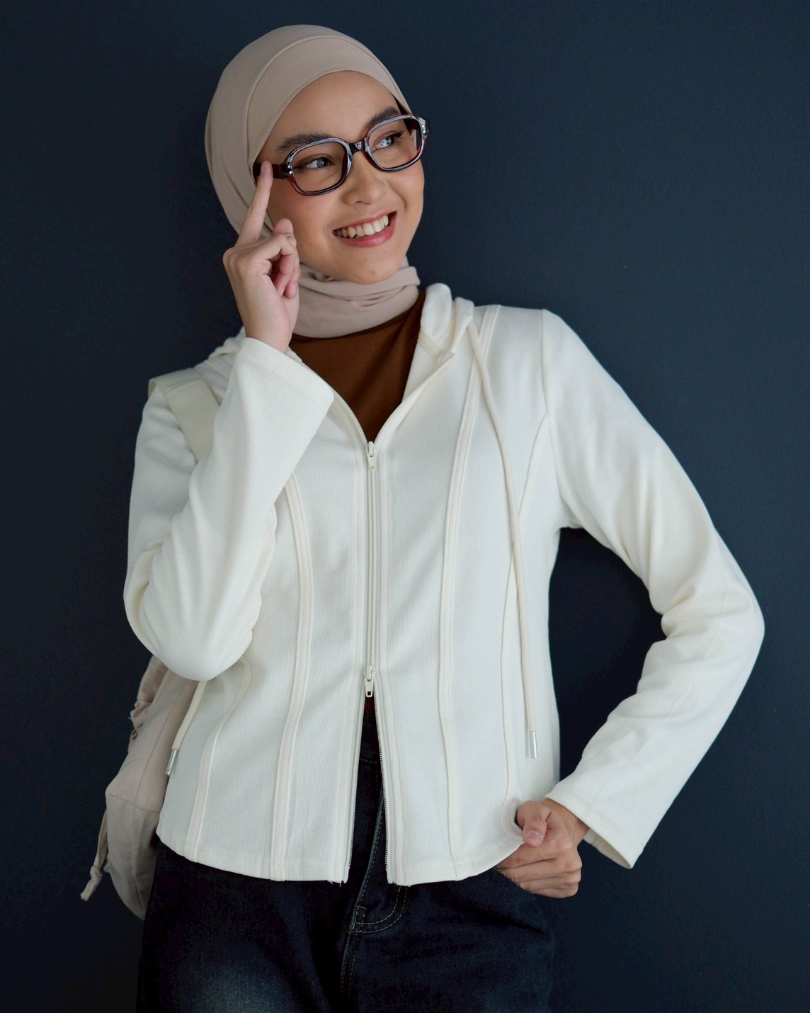 Parisa Hoodie Jacket Kode 298F Ivory