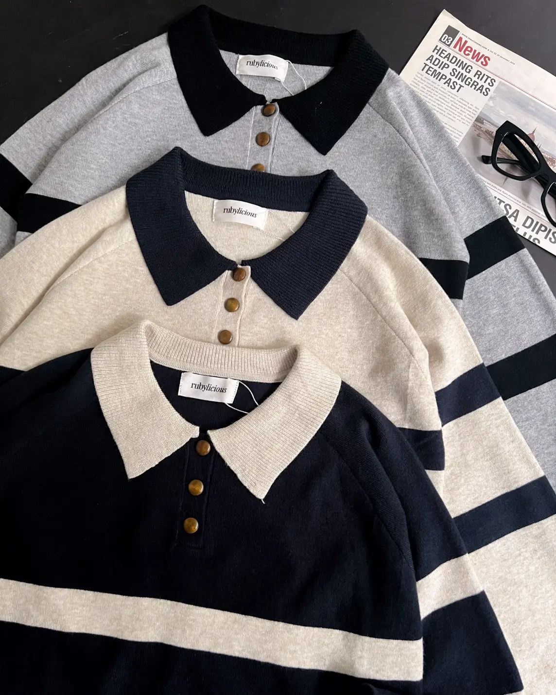 Ciera Stripe Longsleeve Kode 427F Beige - Image 3