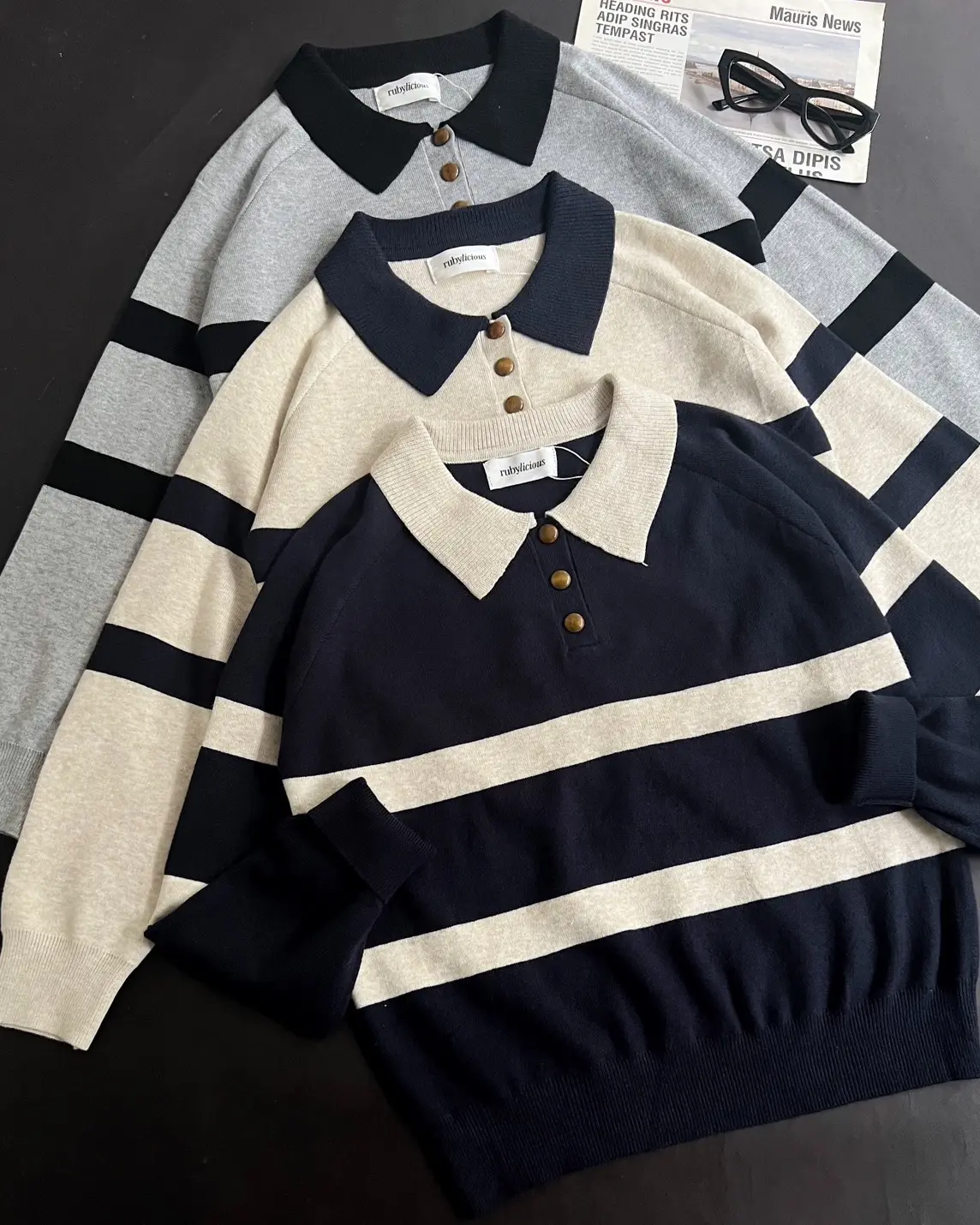 Ciera Stripe Longsleeve Kode 427F Beige - Image 2