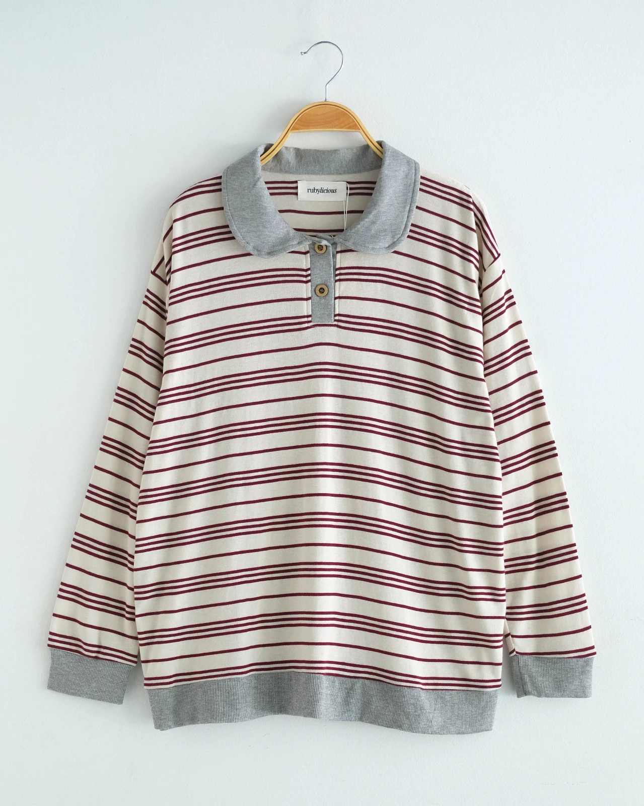 Fera Stripe Longsleeve Kode Ft6294 Grey-Cream