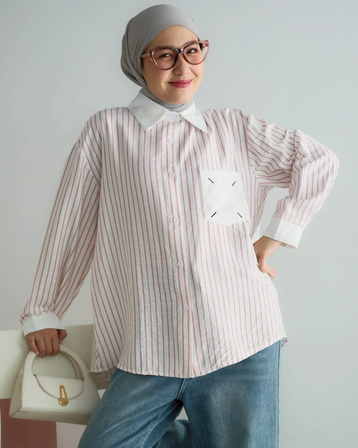 Brieta Stripe Shirt Kode 270G Pink - Image 3