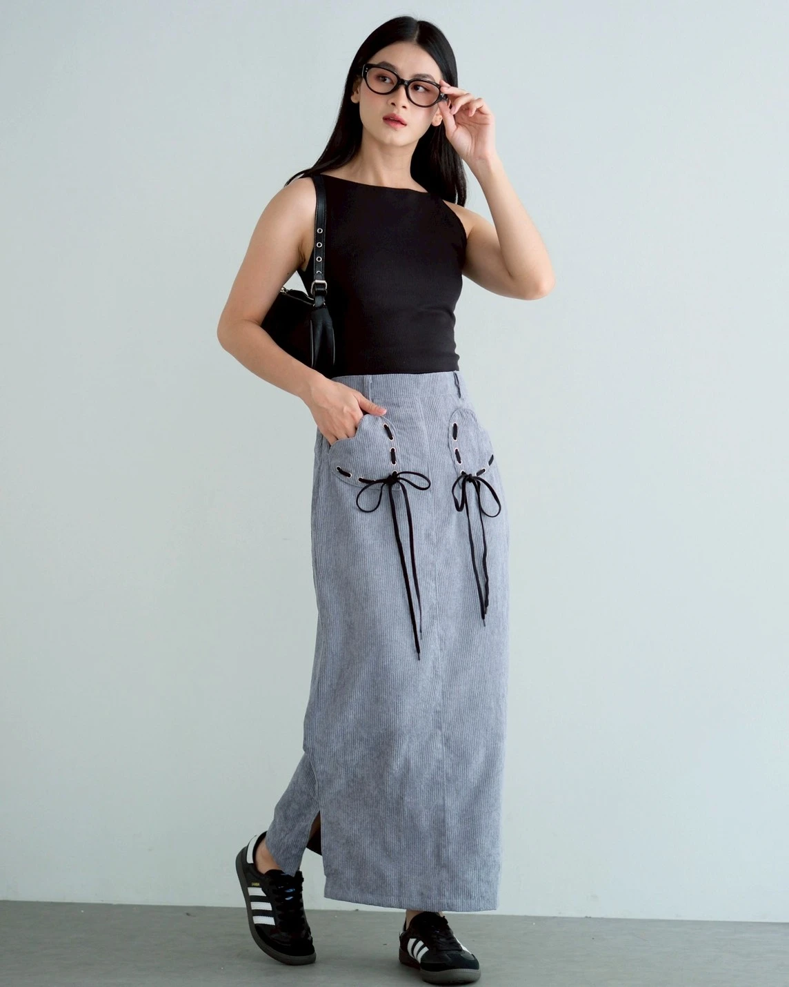 Galael Corduroy Skirt Grey - Image 3