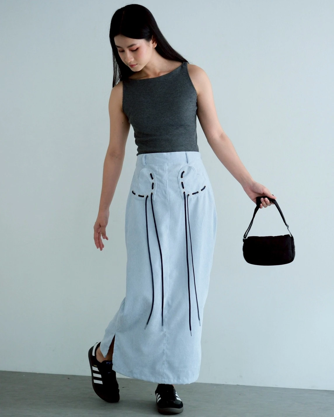 Galael Corduroy Skirt Blue - Image 3