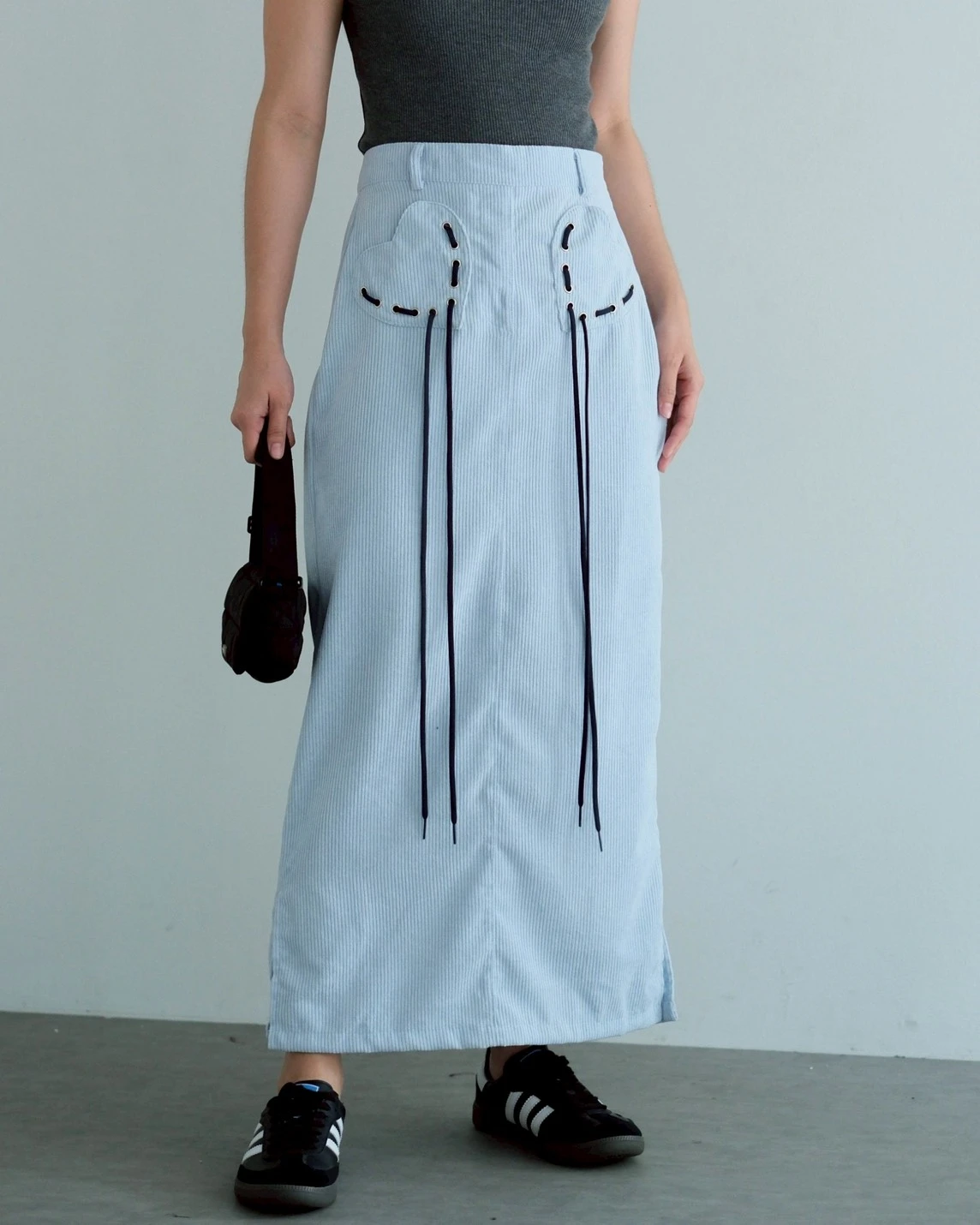 Galael Corduroy Skirt Blue - Image 4