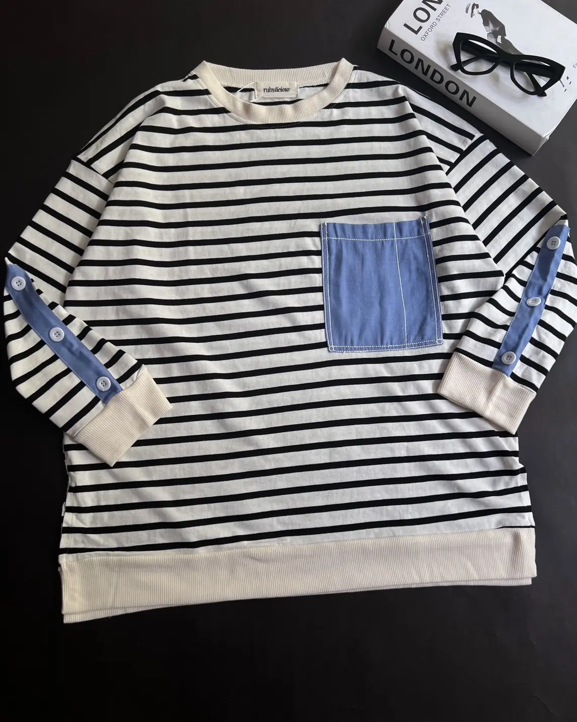 Jaelin Stripe Longsleeve Kode Ft 6274 Broken White