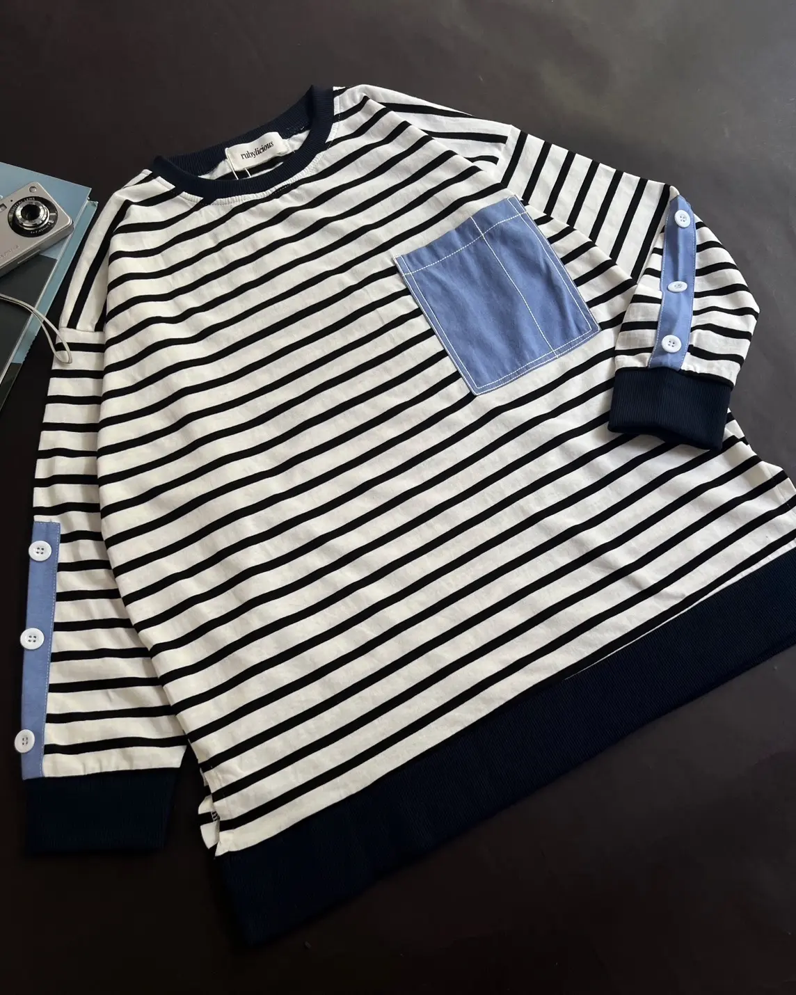 Jaelin Stripe Longsleeve Kode Ft 6274 Navy