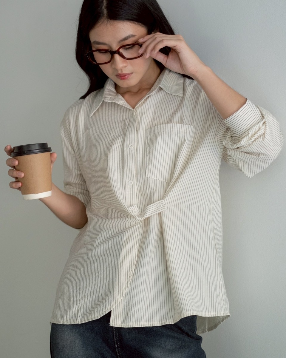 Aisy Stripe Shiirt Kode 377G Ivory