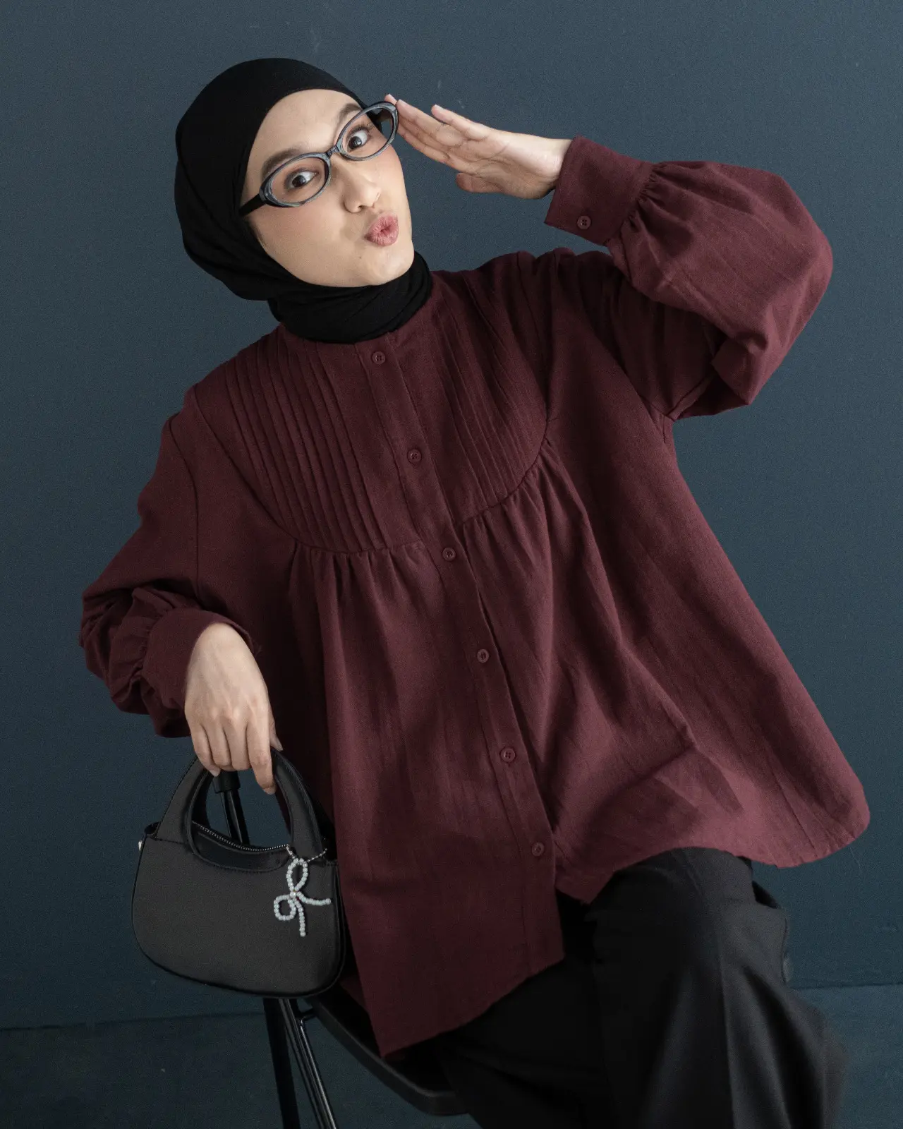 Alternative view of Inez Shirt Kode Mr 2498 Maroon