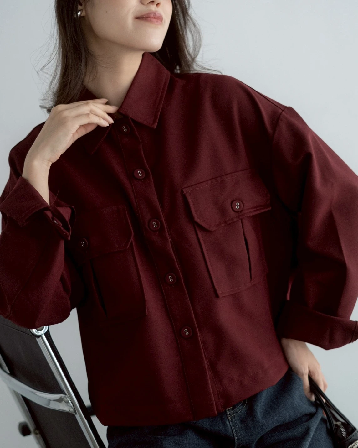 Xoyora Shirt Kode J 032 Maroon - Image 4