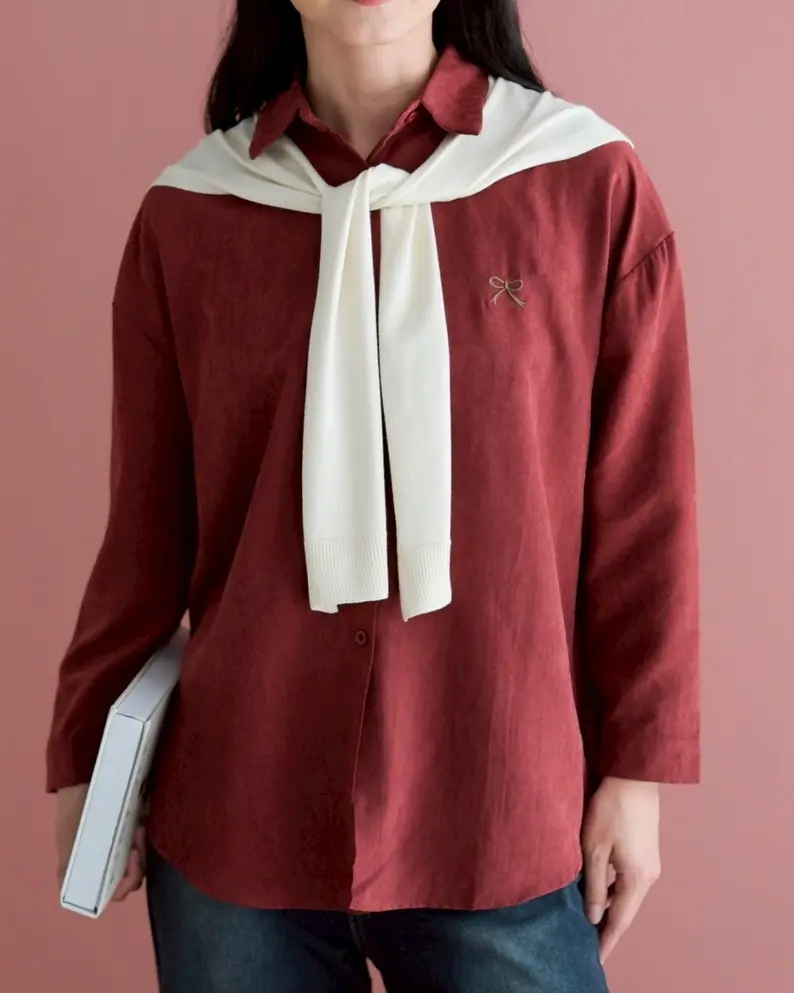 Yamile Shirt Kode 350F Maroon - Image 6