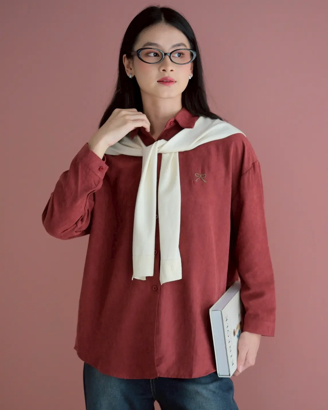 Yamile Shirt Kode 350F Maroon - Image 4