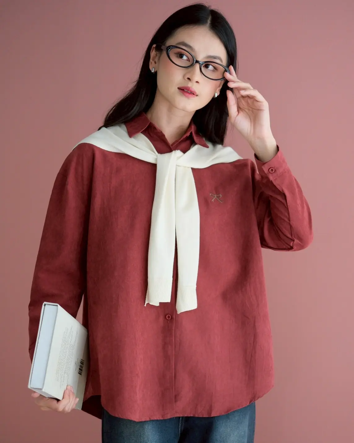 Yamile Shirt Kode 350F Maroon - Image 3