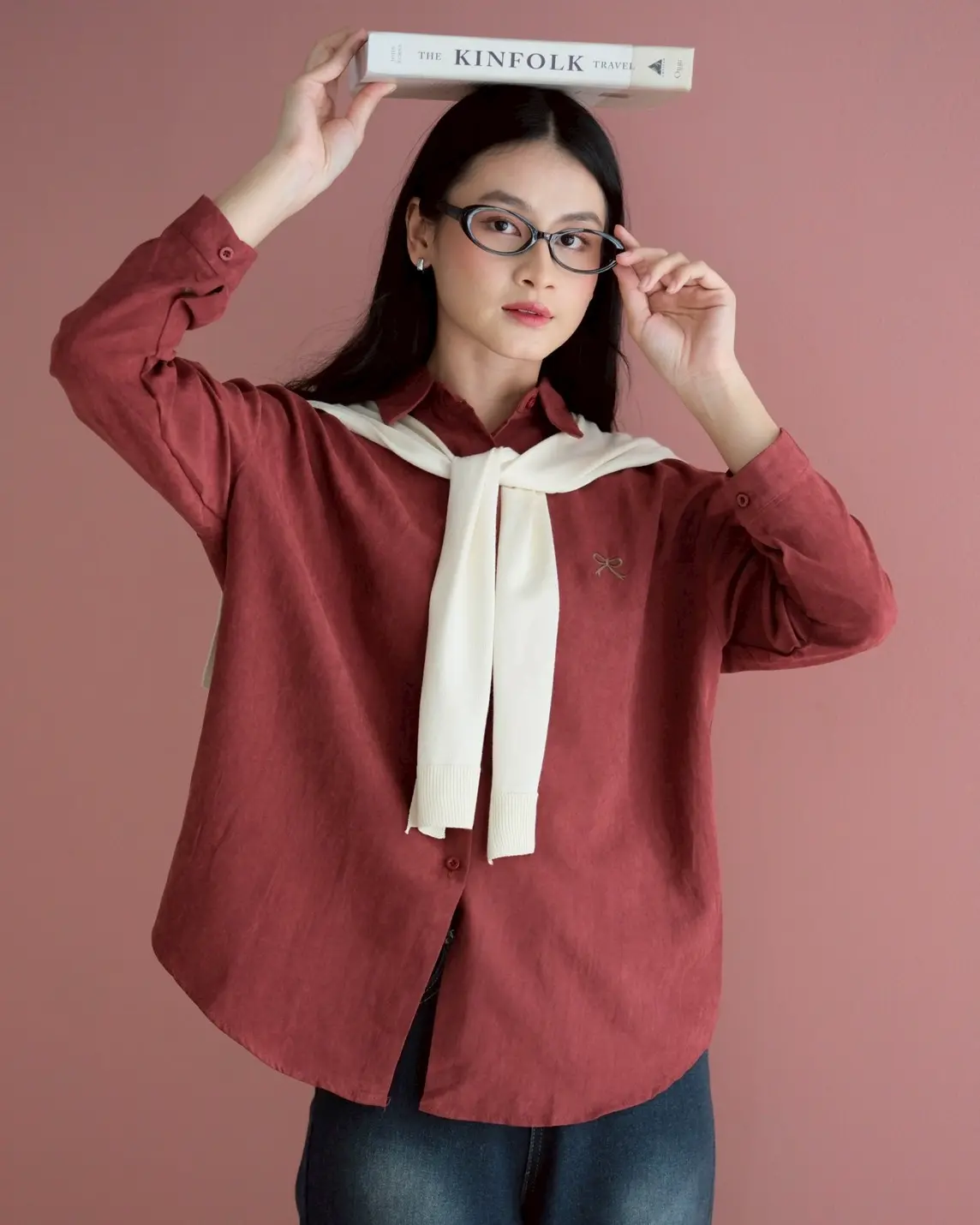 Yamile Shirt Kode 350F Maroon - Image 2