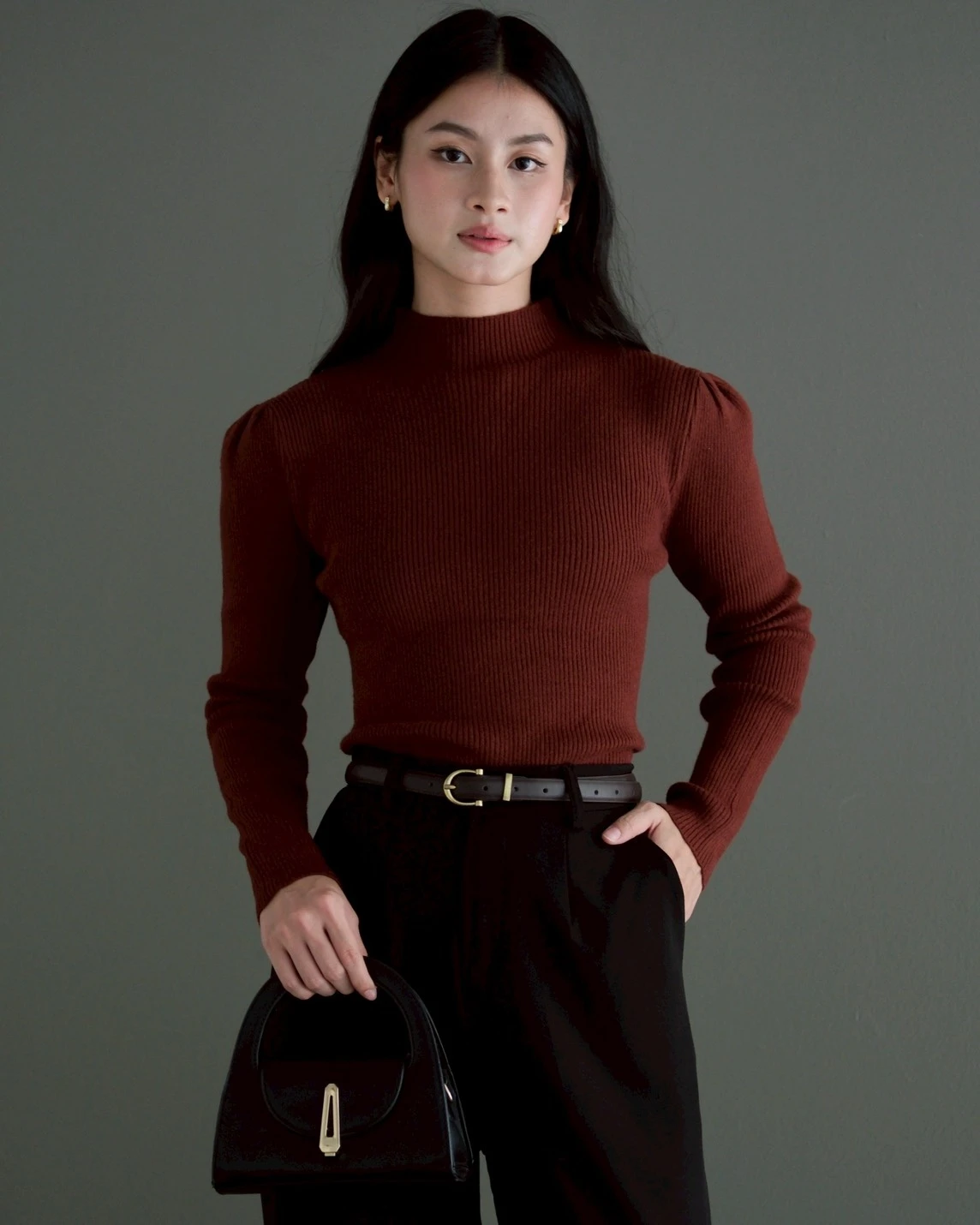Blera Turtleneck Longsleeve Kode 258G MAHOGANY