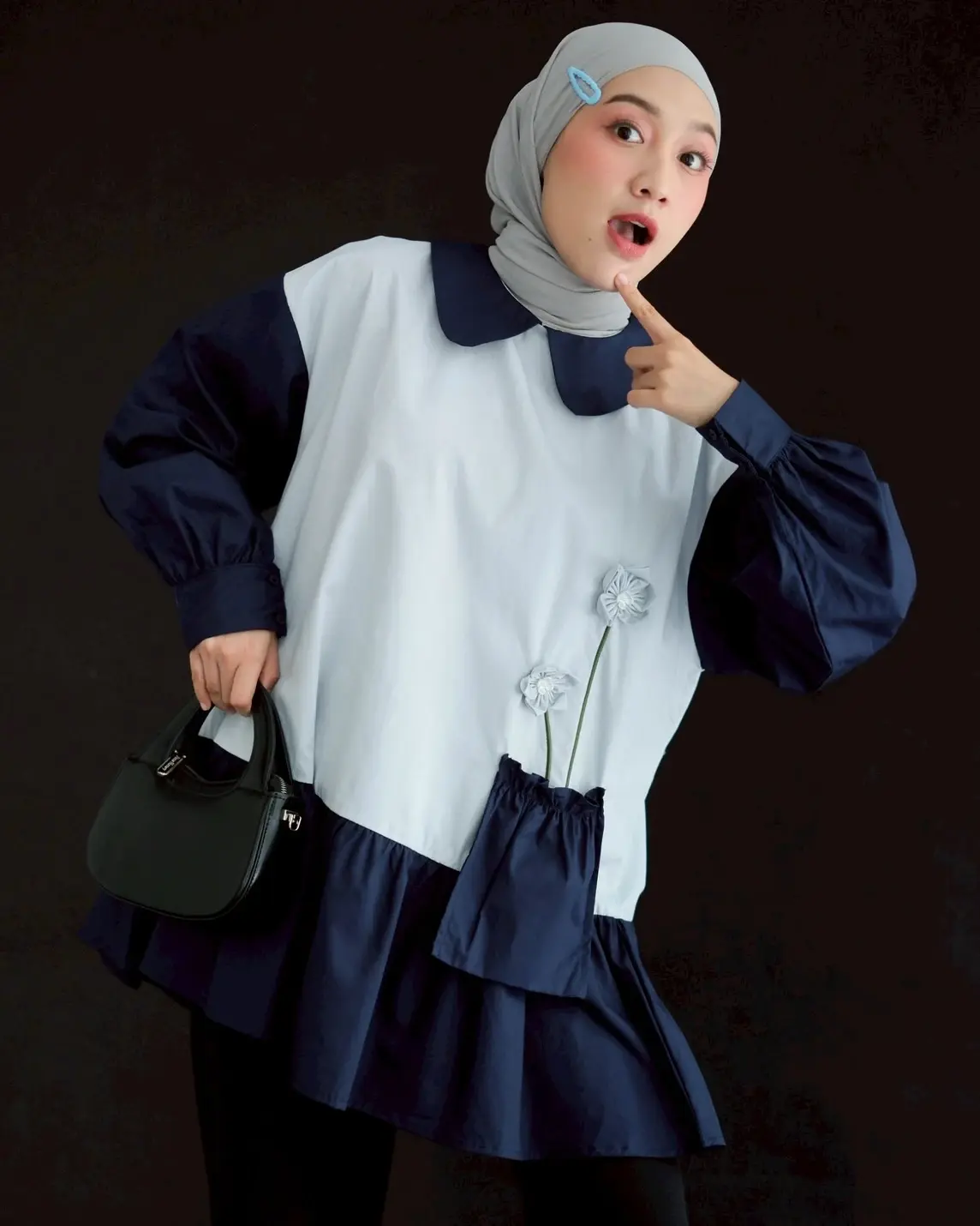 Aurielle Shirt Kode 80104 Navy-Light Grey