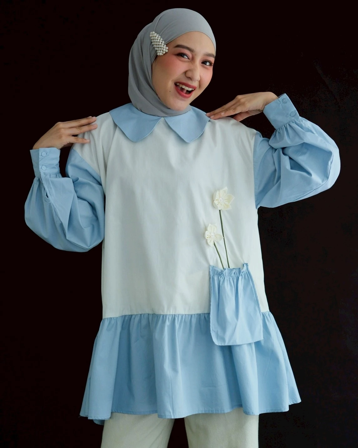 Aurielle Shirt Kode 80104 Dusty Blue-Bw