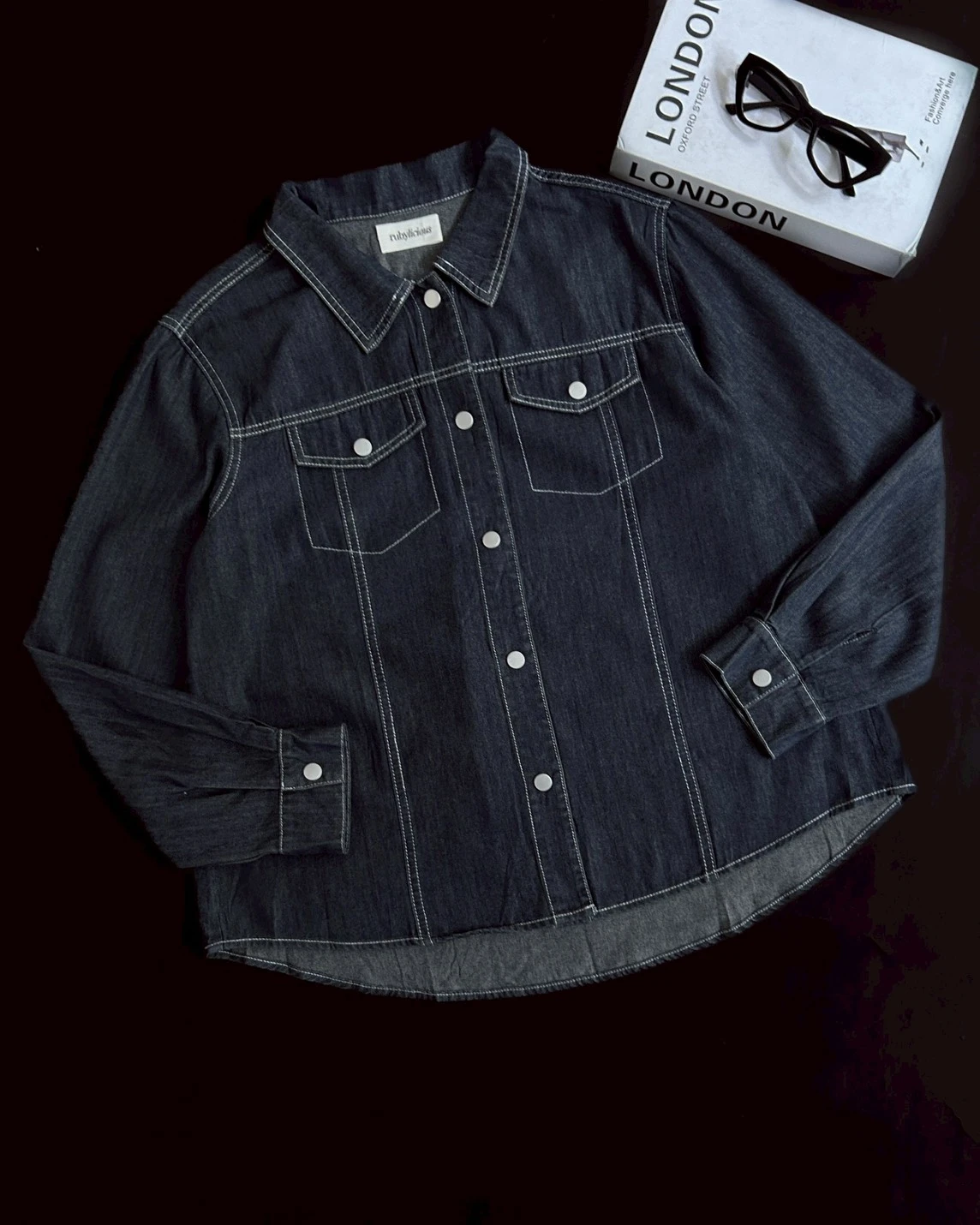 Felya Denim Shirt Kode 745G Dark Blue