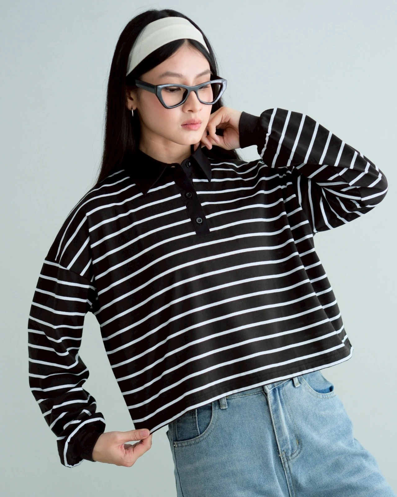 Alternative view of Lilou Stripe Longsleeve Black Small