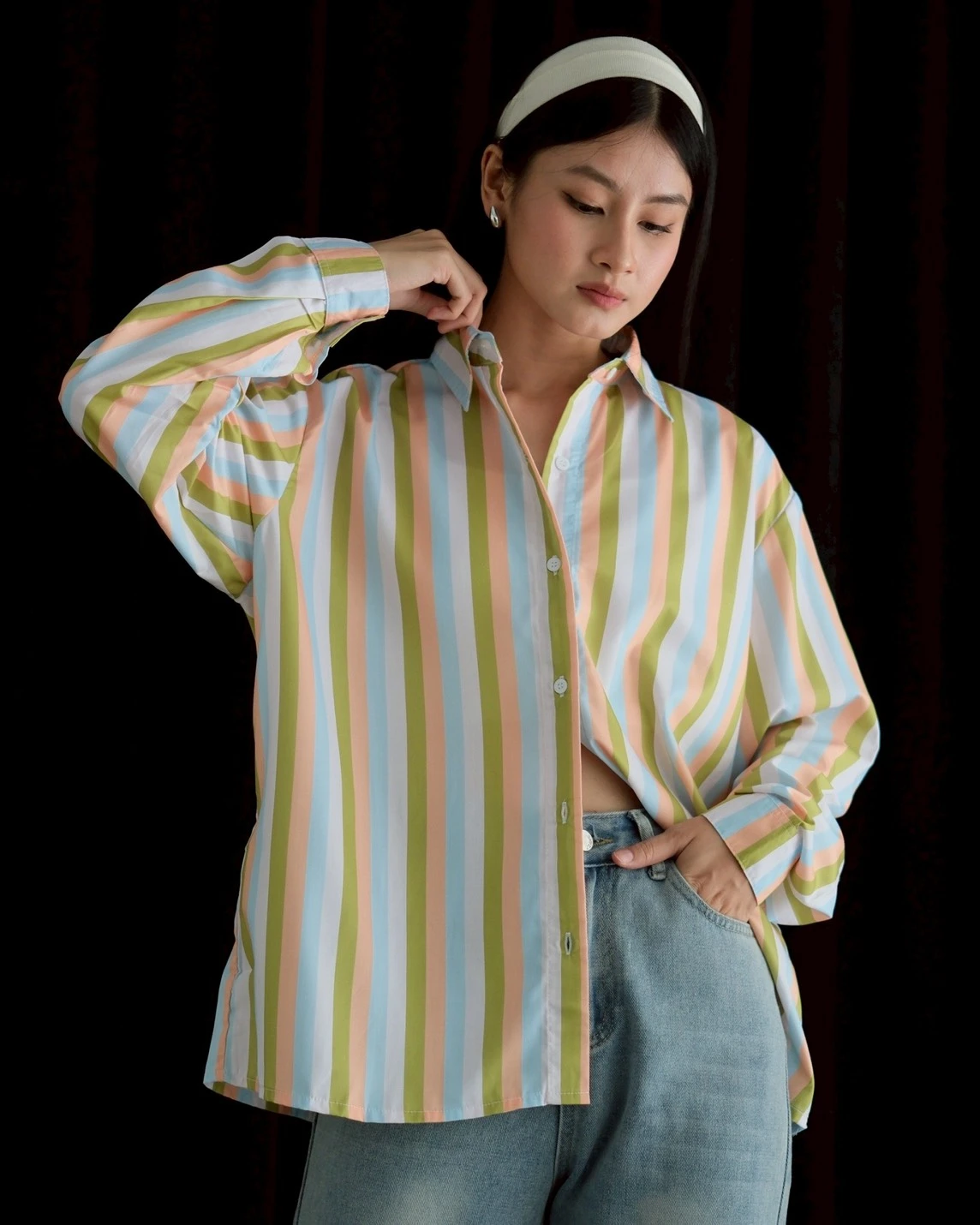 Advika Stripe Shirt Lime - Image 2