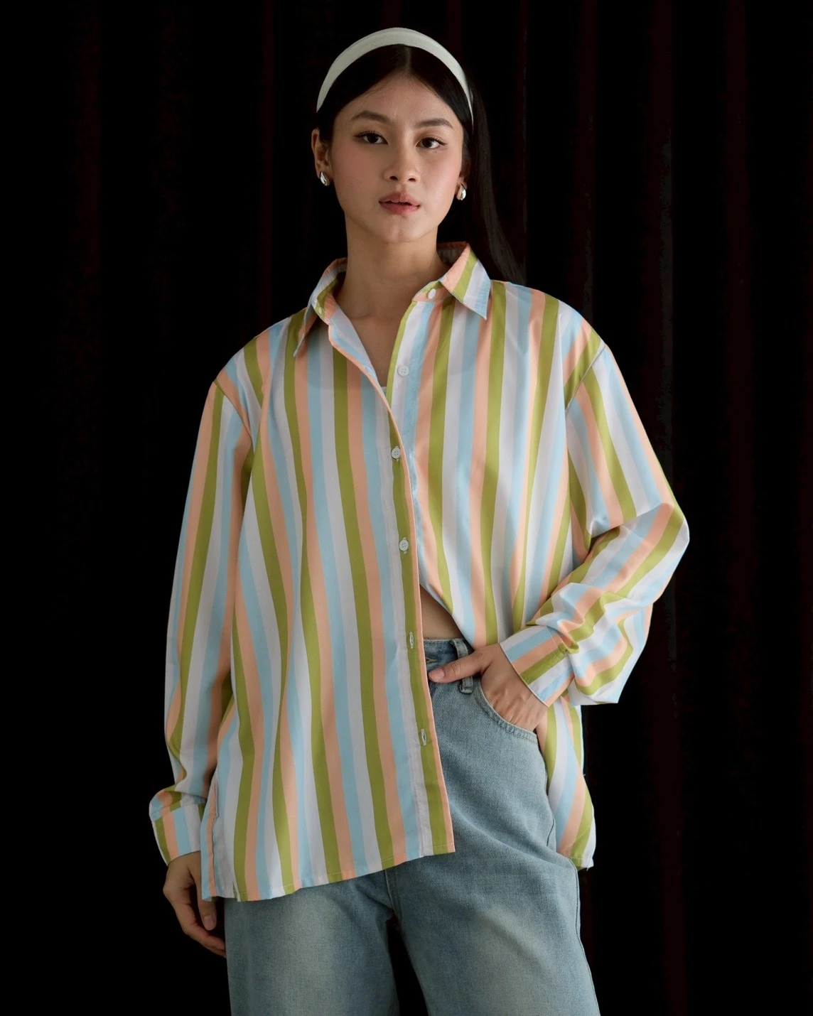Advika Stripe Shirt Lime - Image 3