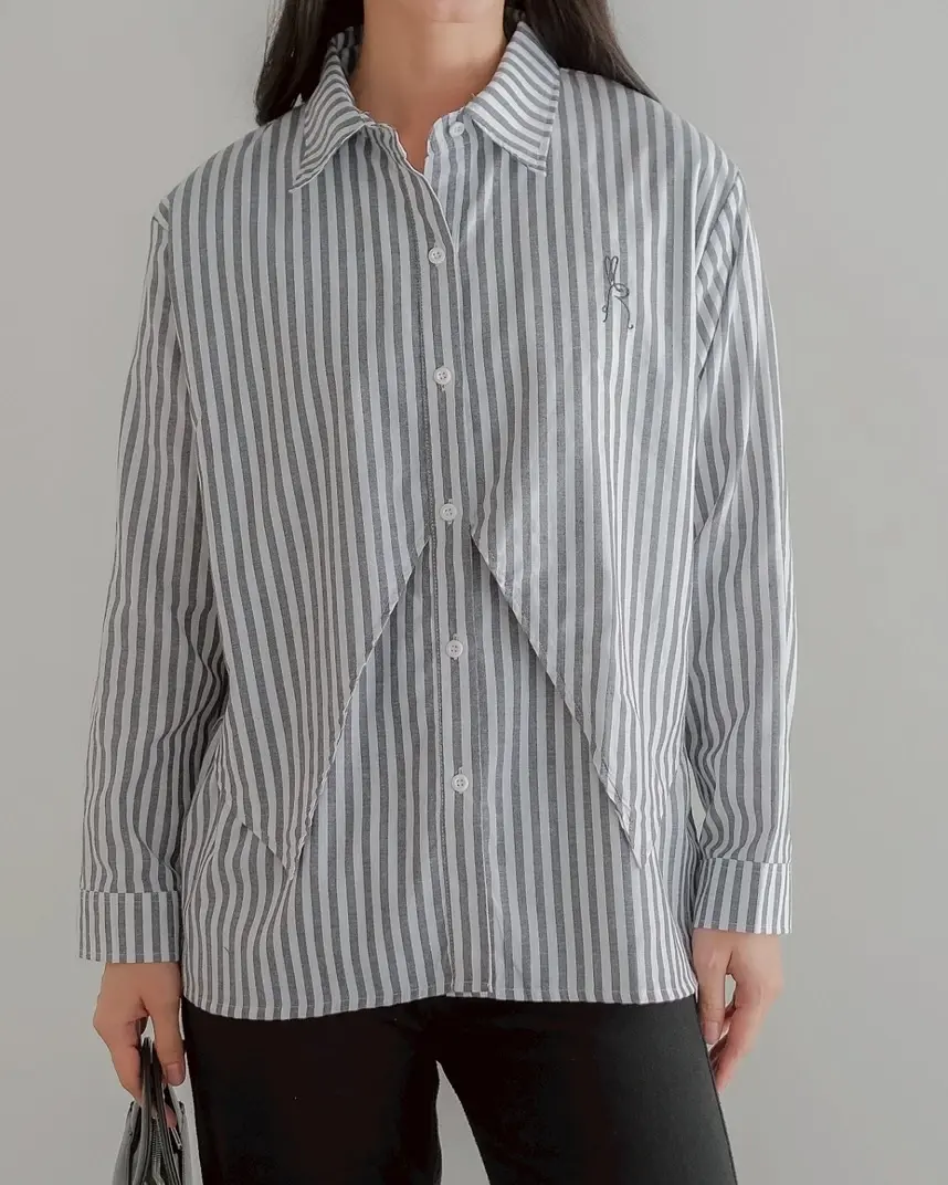 Delova Stripe Shirt Misty Black