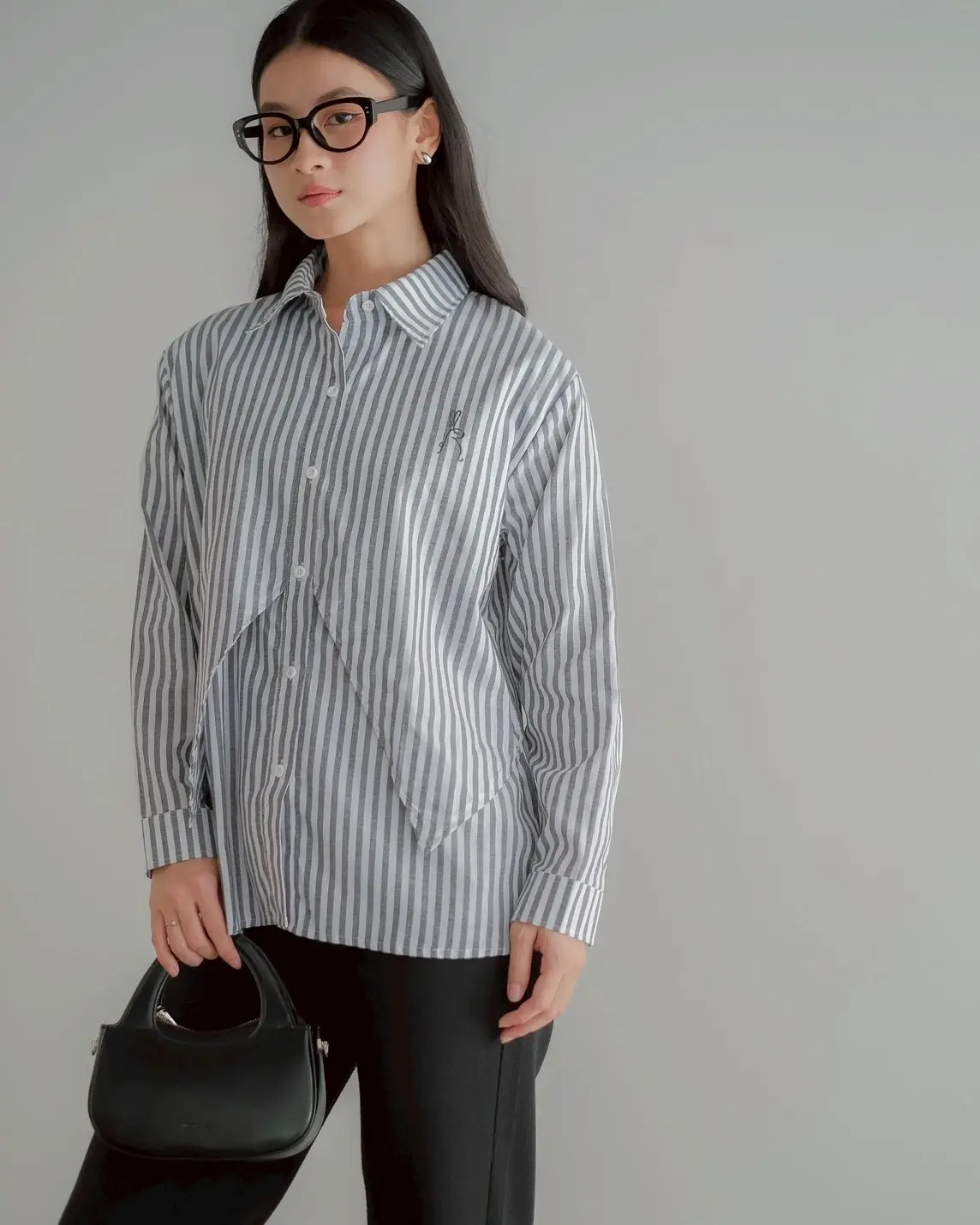 Delova Stripe Shirt Misty Black - Image 6