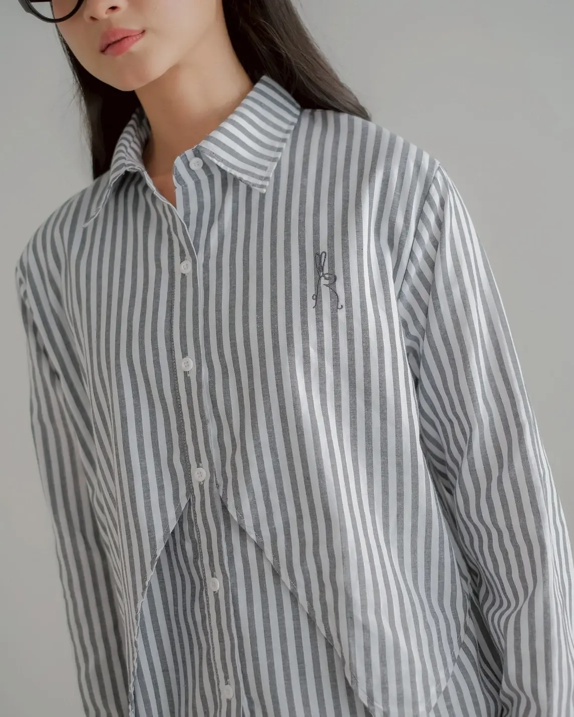Delova Stripe Shirt Misty Black - Image 5