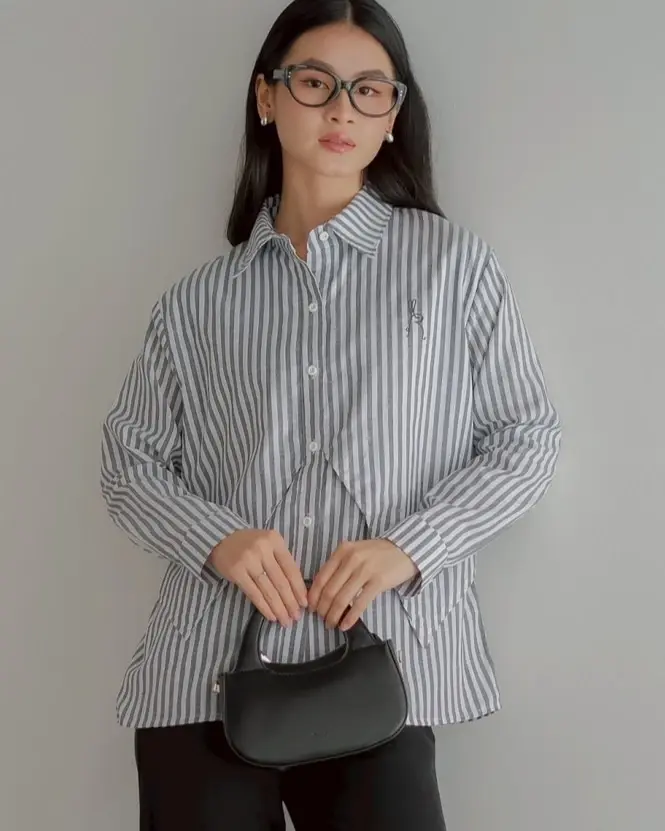 Alternative view of Delova Stripe Shirt Misty Black