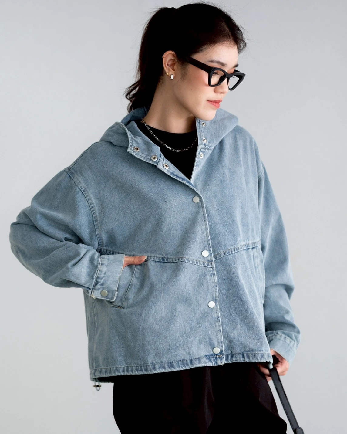 Iesha Denim Hoodie Kode 659G Light Blue - Image 3