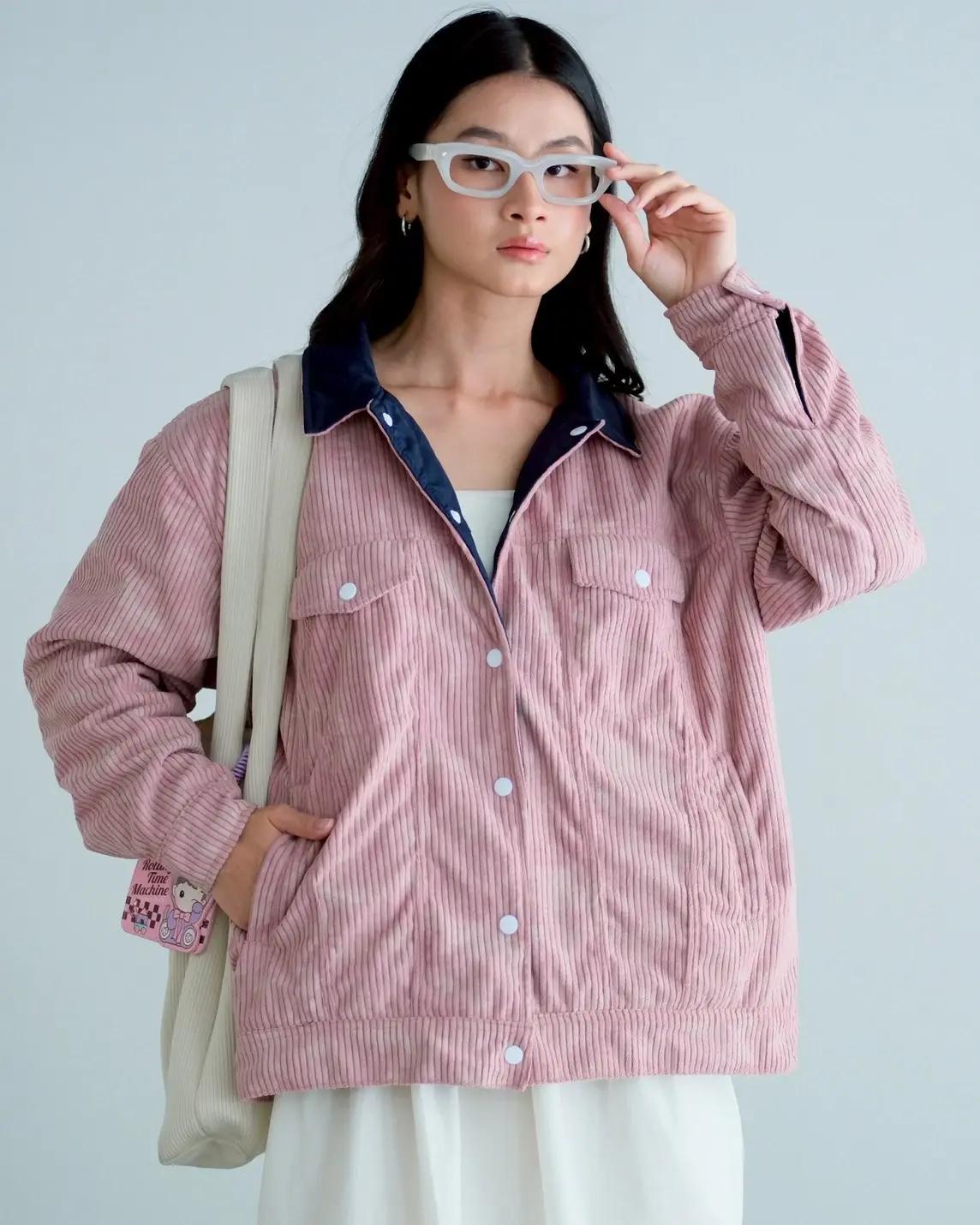 Daphne Doubleface Jacket Pink-Navy - Image 3