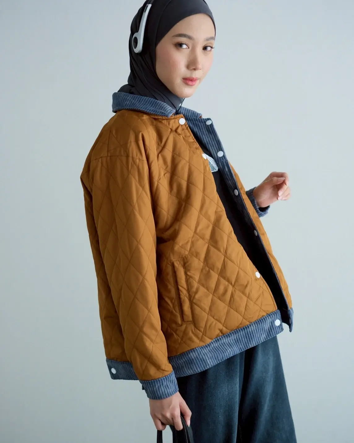 Daphne Doubleface Jacket Blue Denim-Cinnamon - Image 3