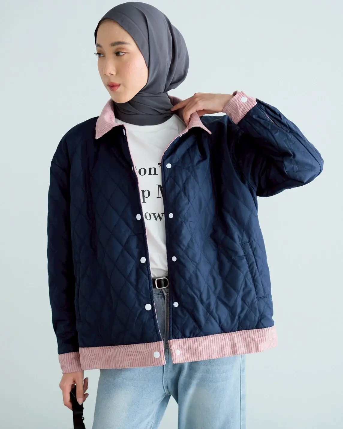 Daphne Doubleface Jacket Pink-Navy - Image 5