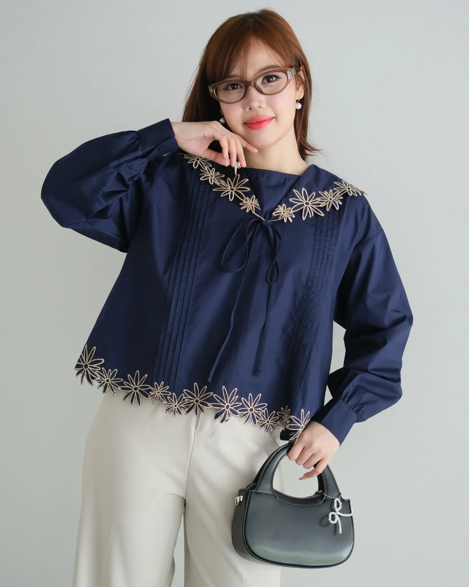 ALSAVA BLOUSE KODE 1429 NAVY - Image 3