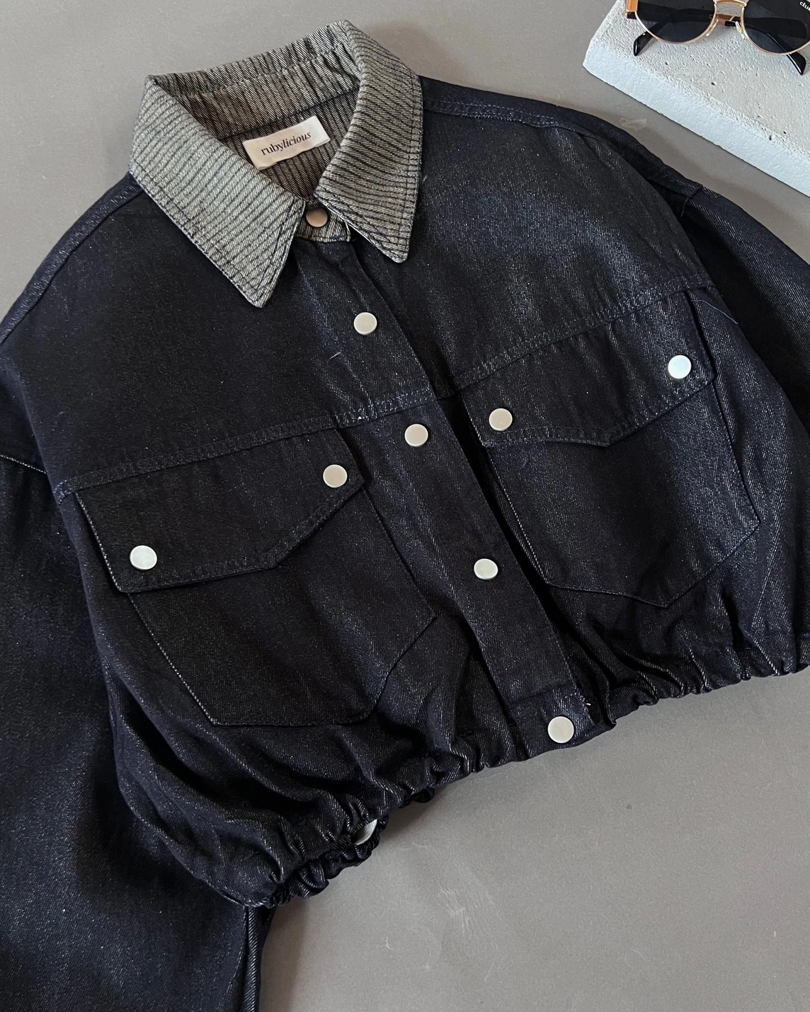 Ilayna Denim Jacket Kode 548N M.Black-Cream