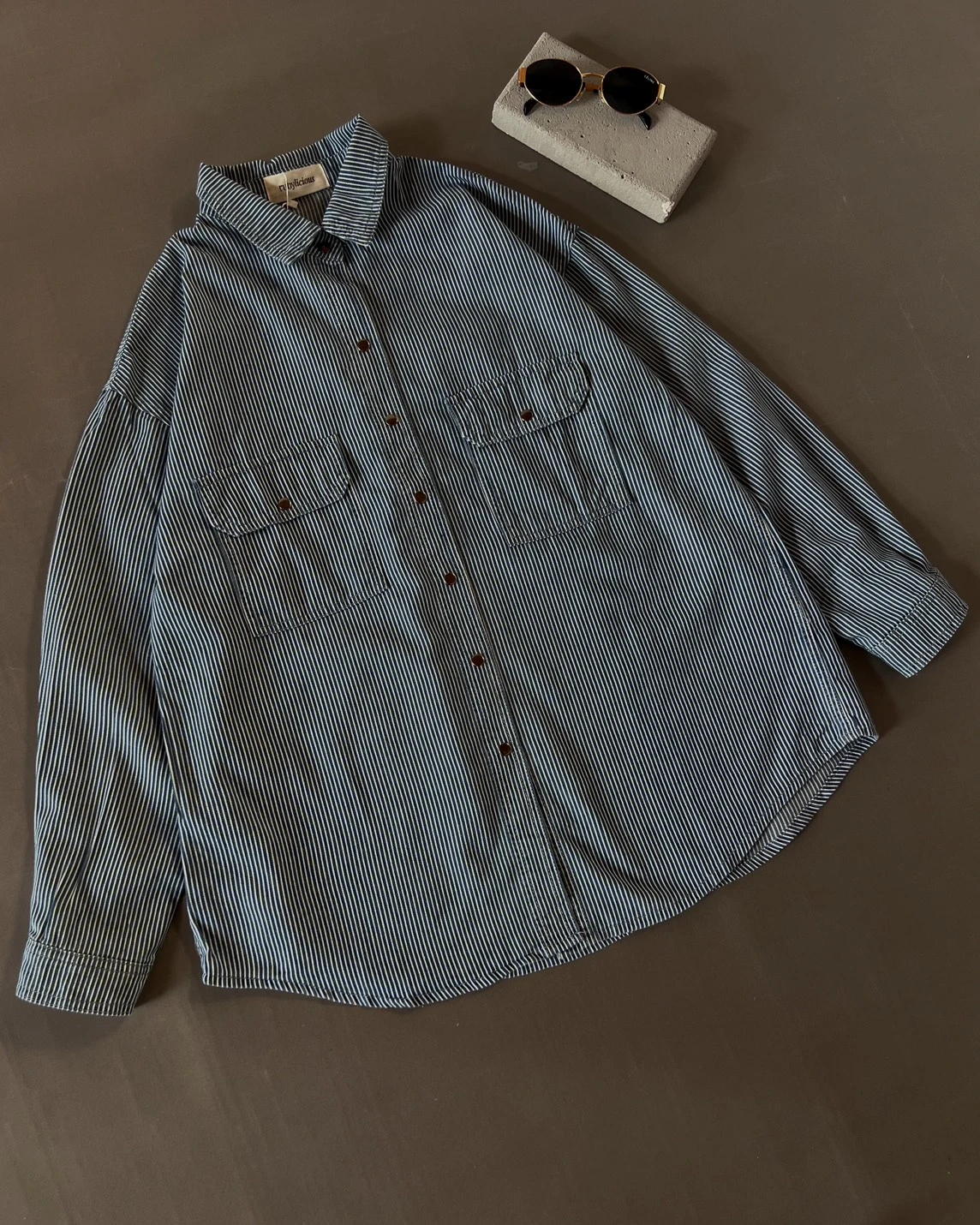 Alternative view of Jenan Denim Stripe Shirt Kode 8119-1 Dark Blue