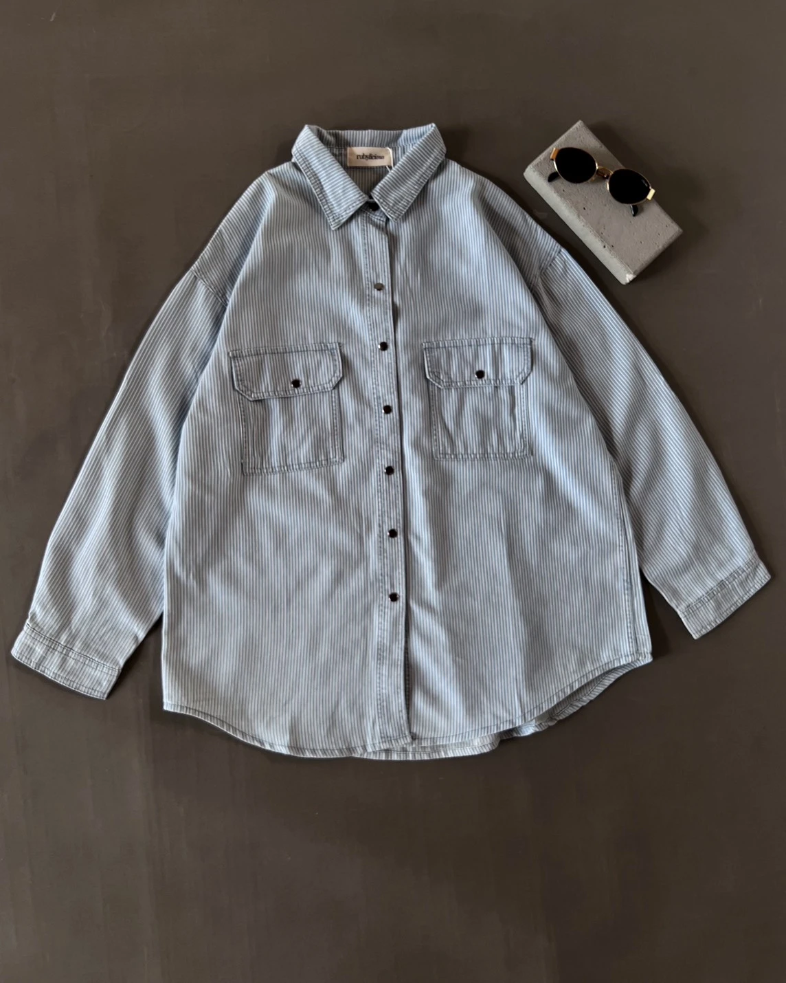 Alternative view of Jenan Denim Stripe Shirt Kode 8119-1 Light Blue