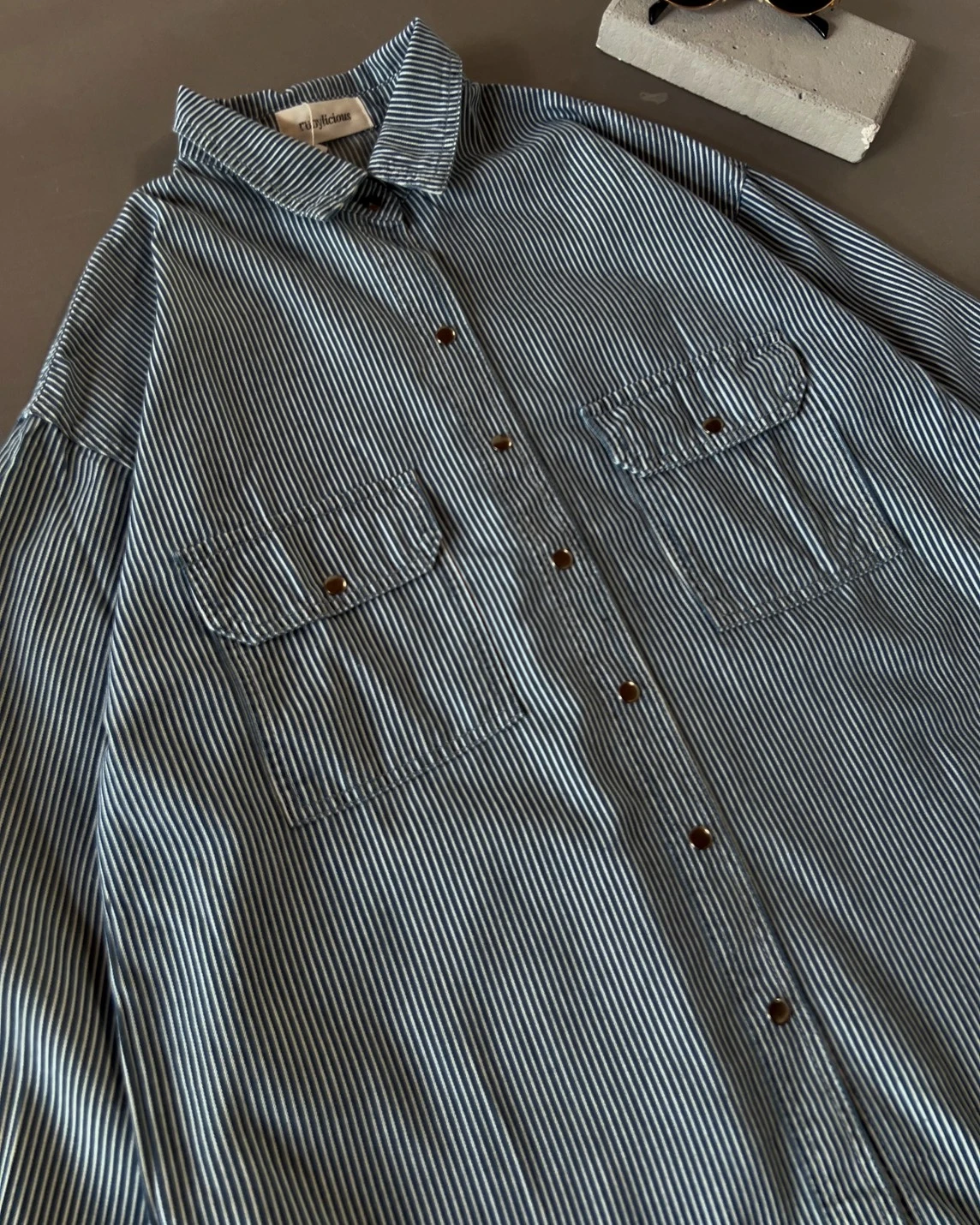 Jenan Denim Stripe Shirt Kode 8119-1 Dark Blue
