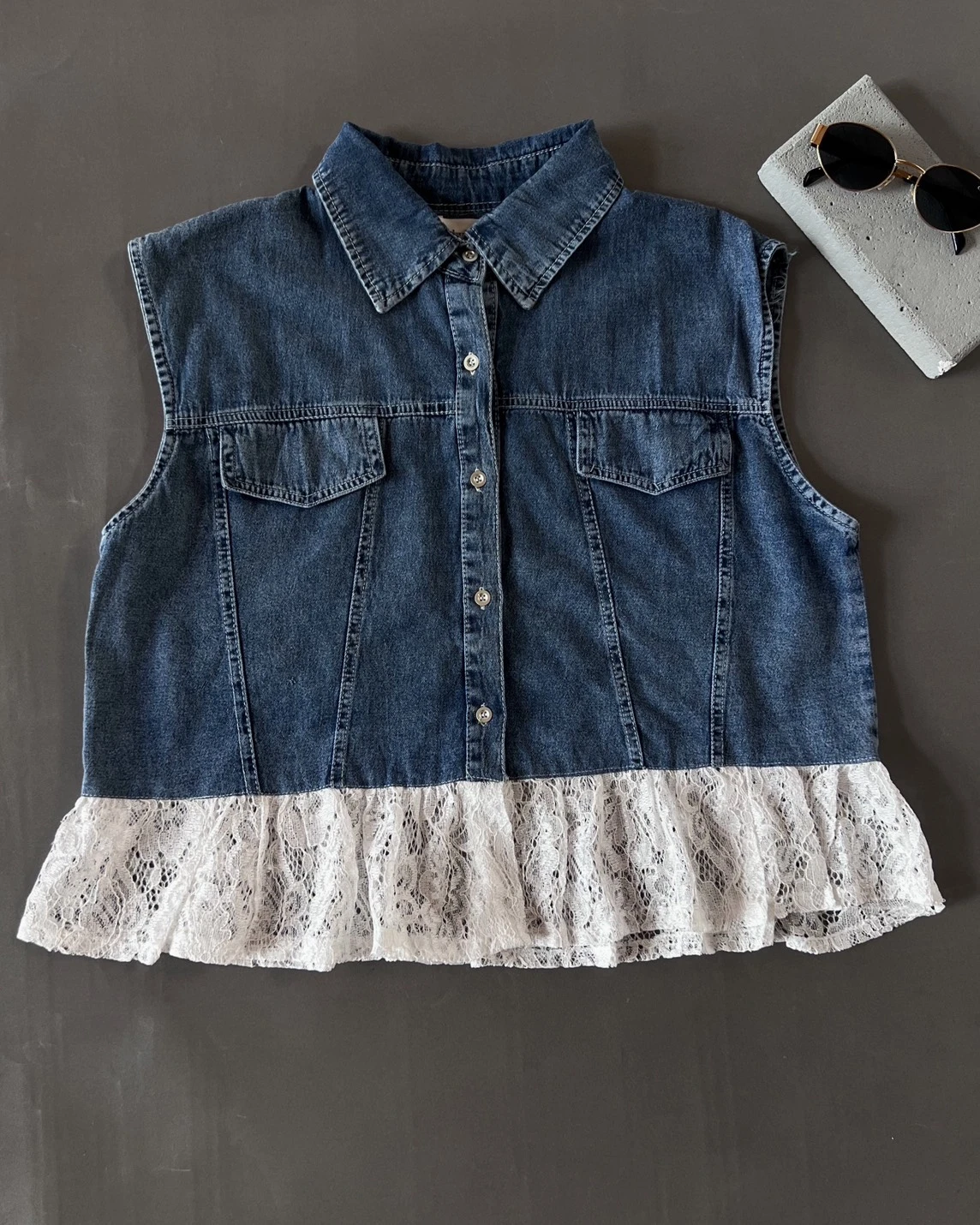 Alternative view of Palzia Denim Vest Kode 1626 Medium Blue-Bw