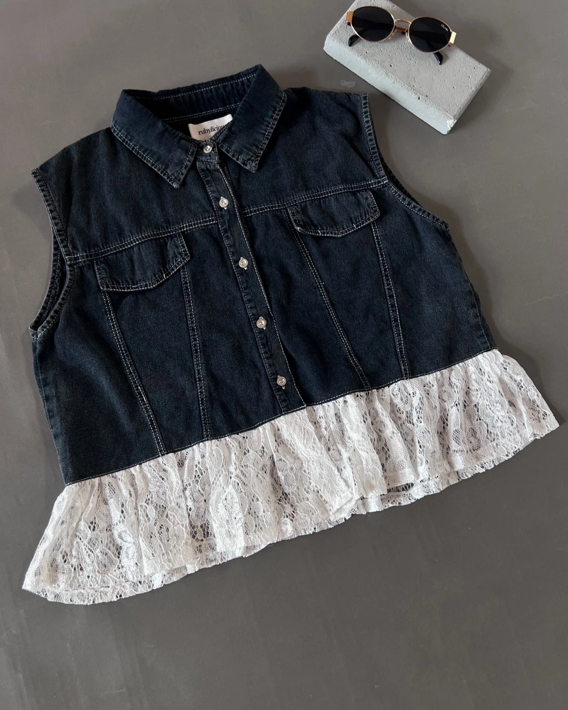 Palzia Denim Vest Kode 1626 Misty Black-Bw