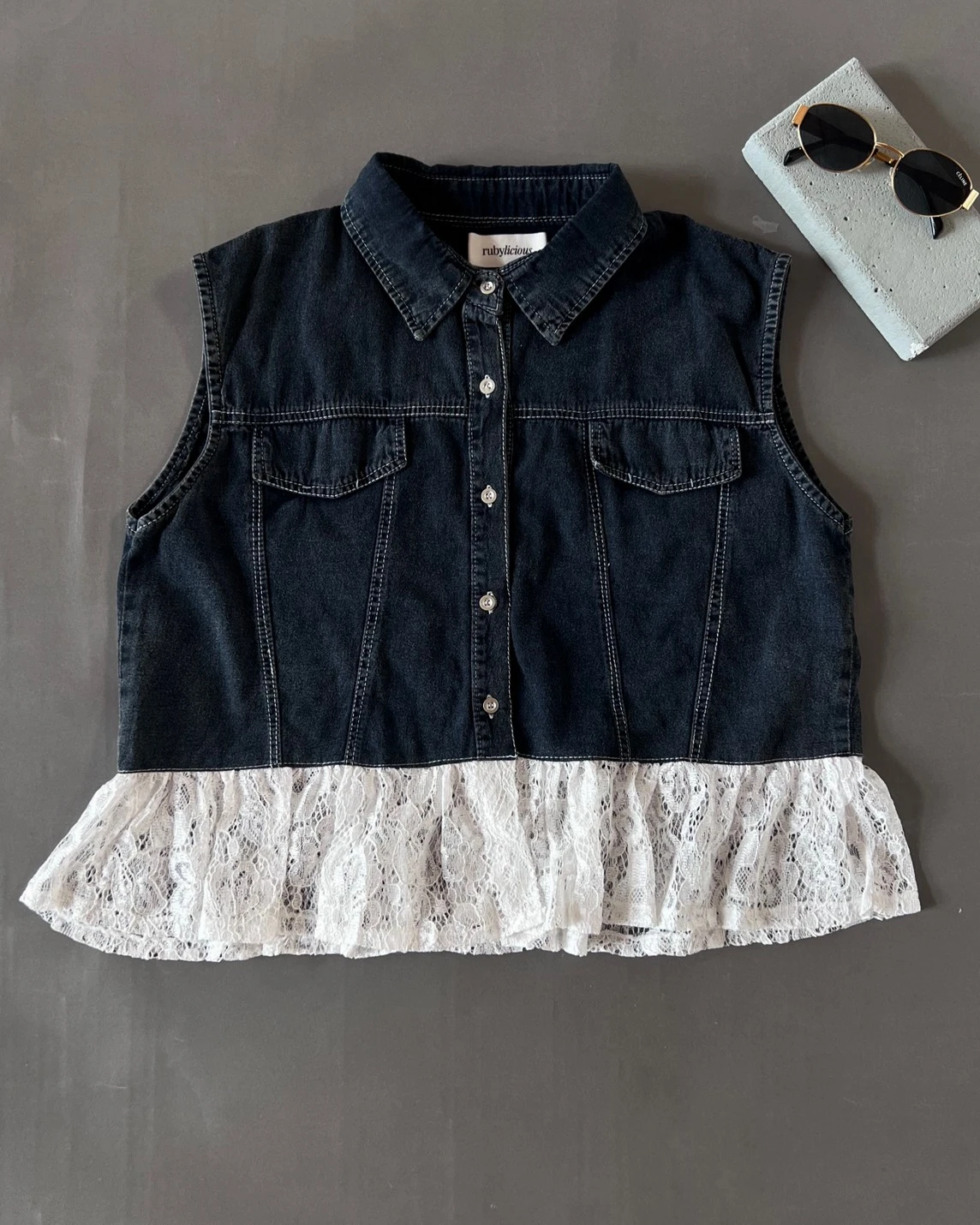 Alternative view of Palzia Denim Vest Kode 1626 Misty Black-Bw