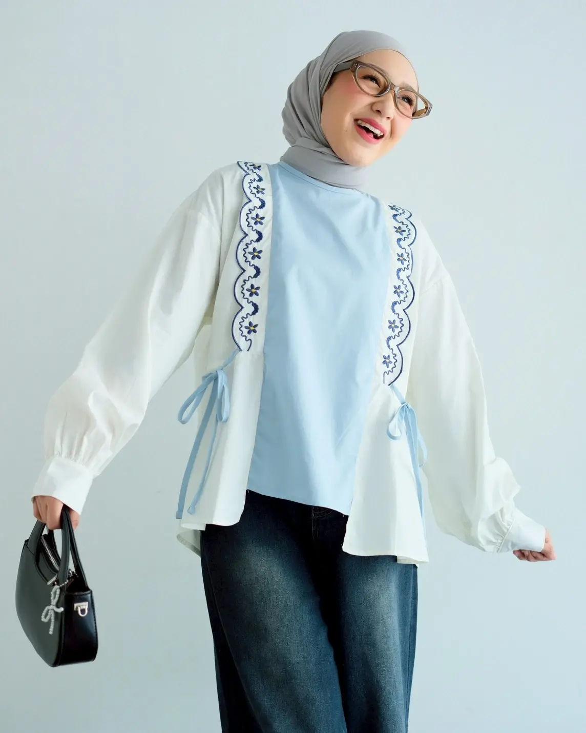 Regina Blouse Kode 80111 Dusty Blue