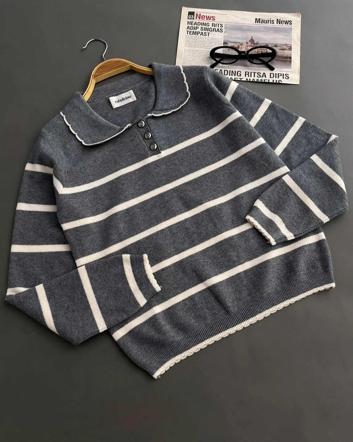Despina Stripe Longsleeve Kode 308H Misty Grey