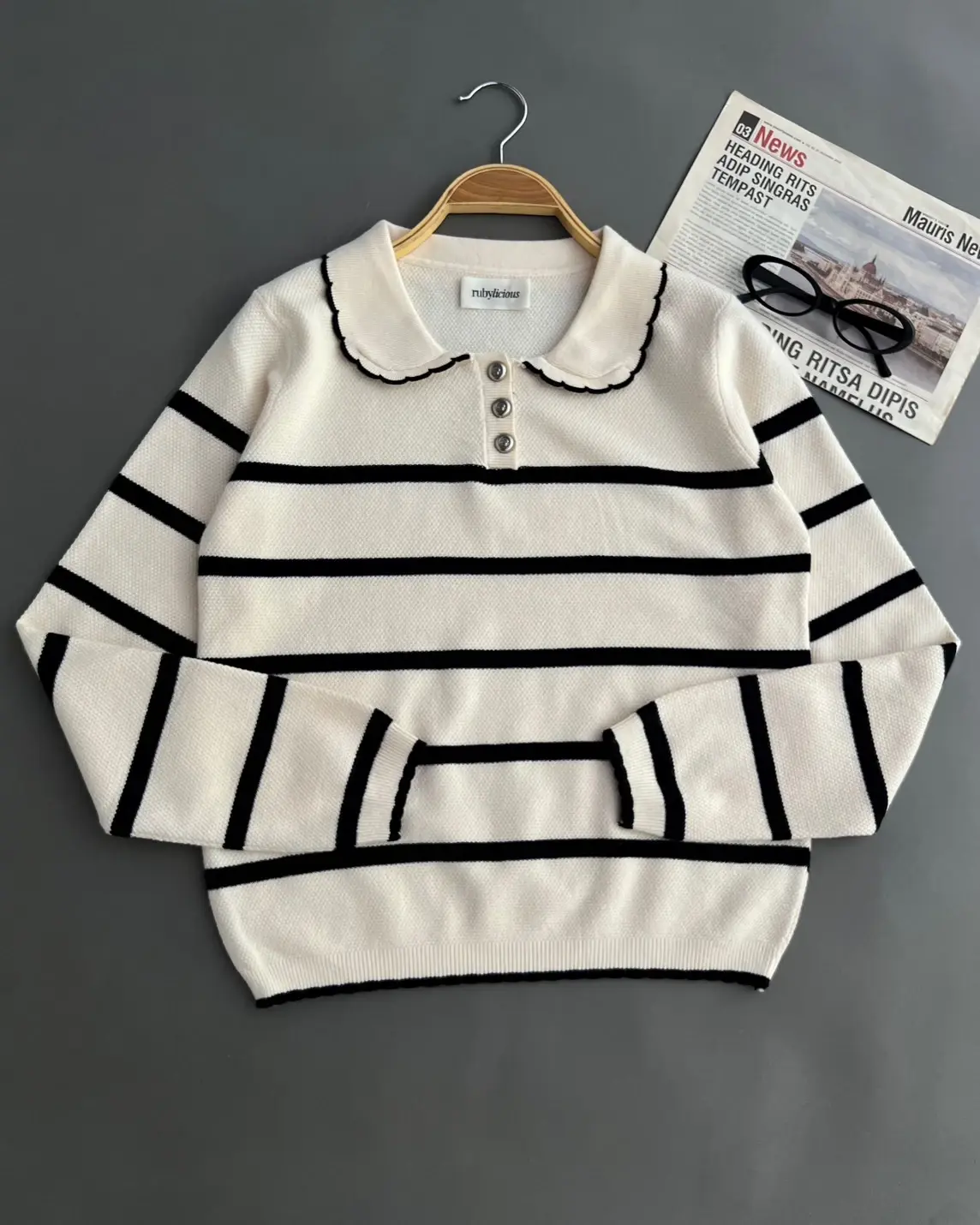 Despina Stripe Longsleeve Kode 308H Ivory
