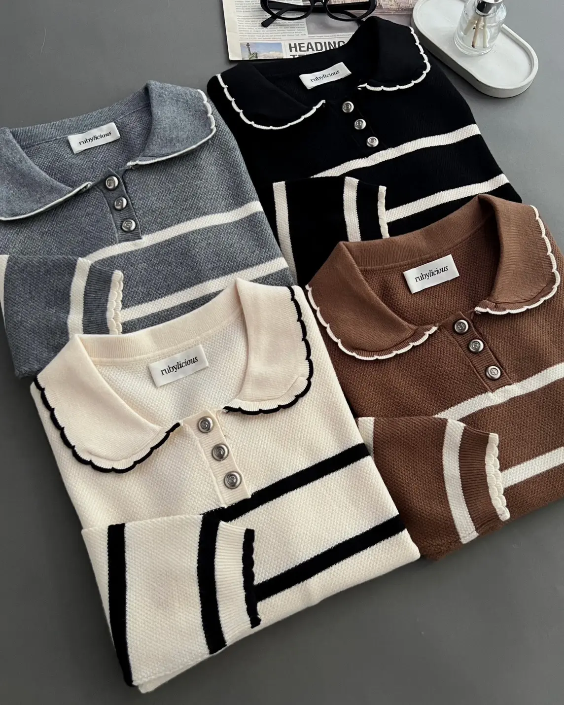 Despina Stripe Longsleeve Kode 308H Misty Grey - Image 3