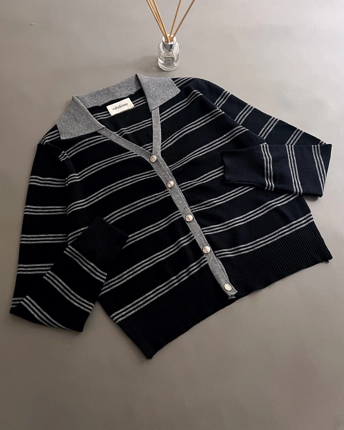 Grazie Stripe Cardi Kode 288H Navy
